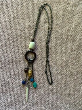 Boho Multicolor Bead & Pendant Necklace